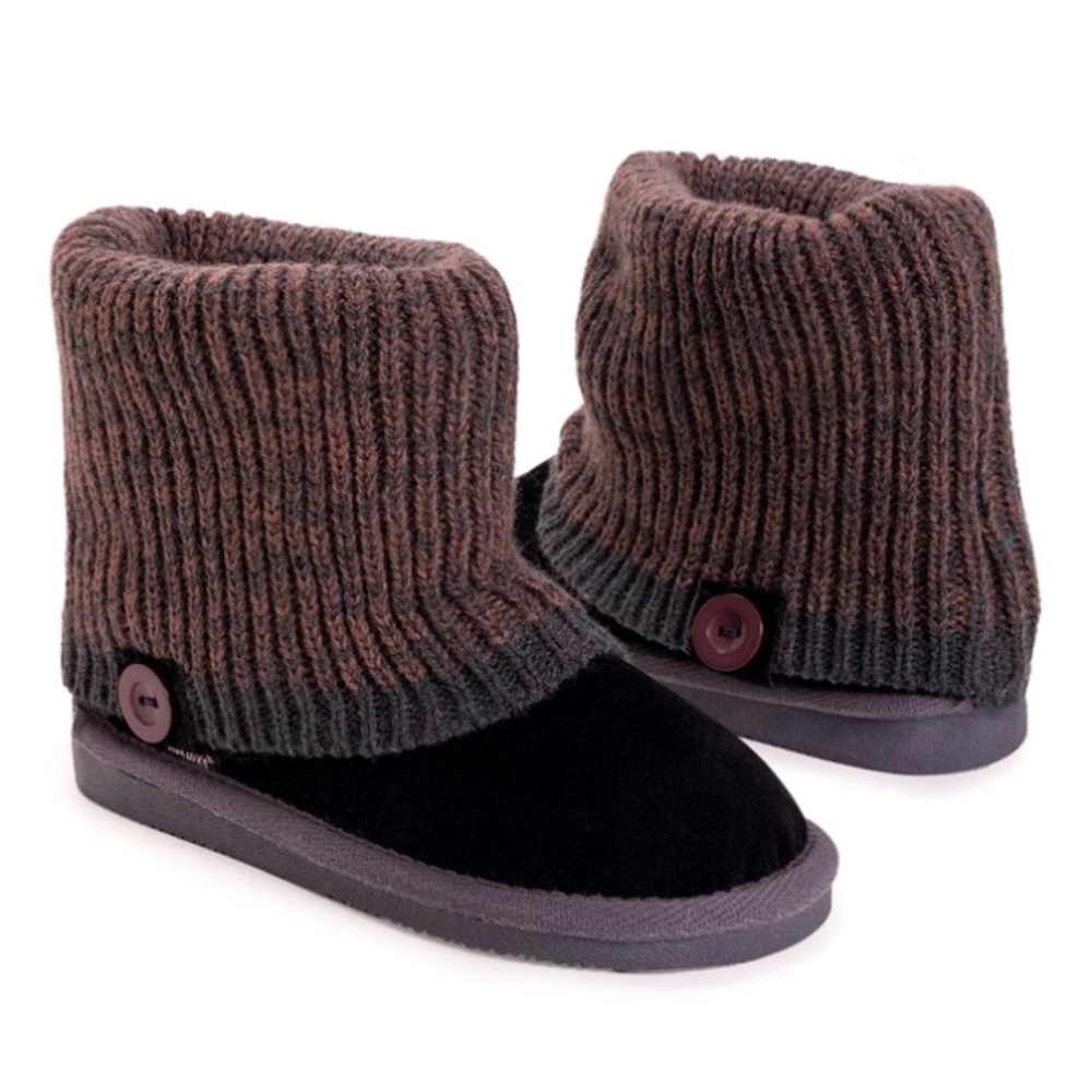 Girls MUK LUKS Dark Gray Cuffed Boots, Size 12